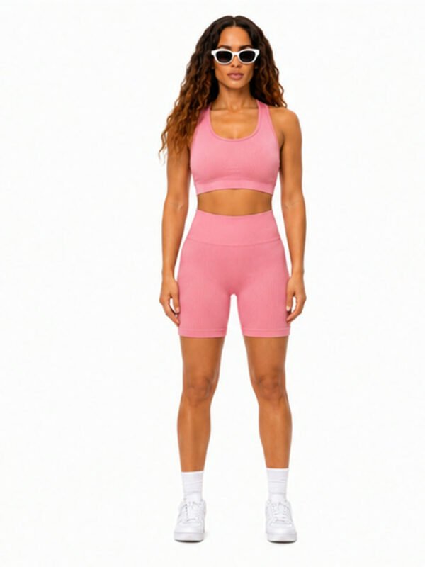 Conjunto con textura a rayas Rosa