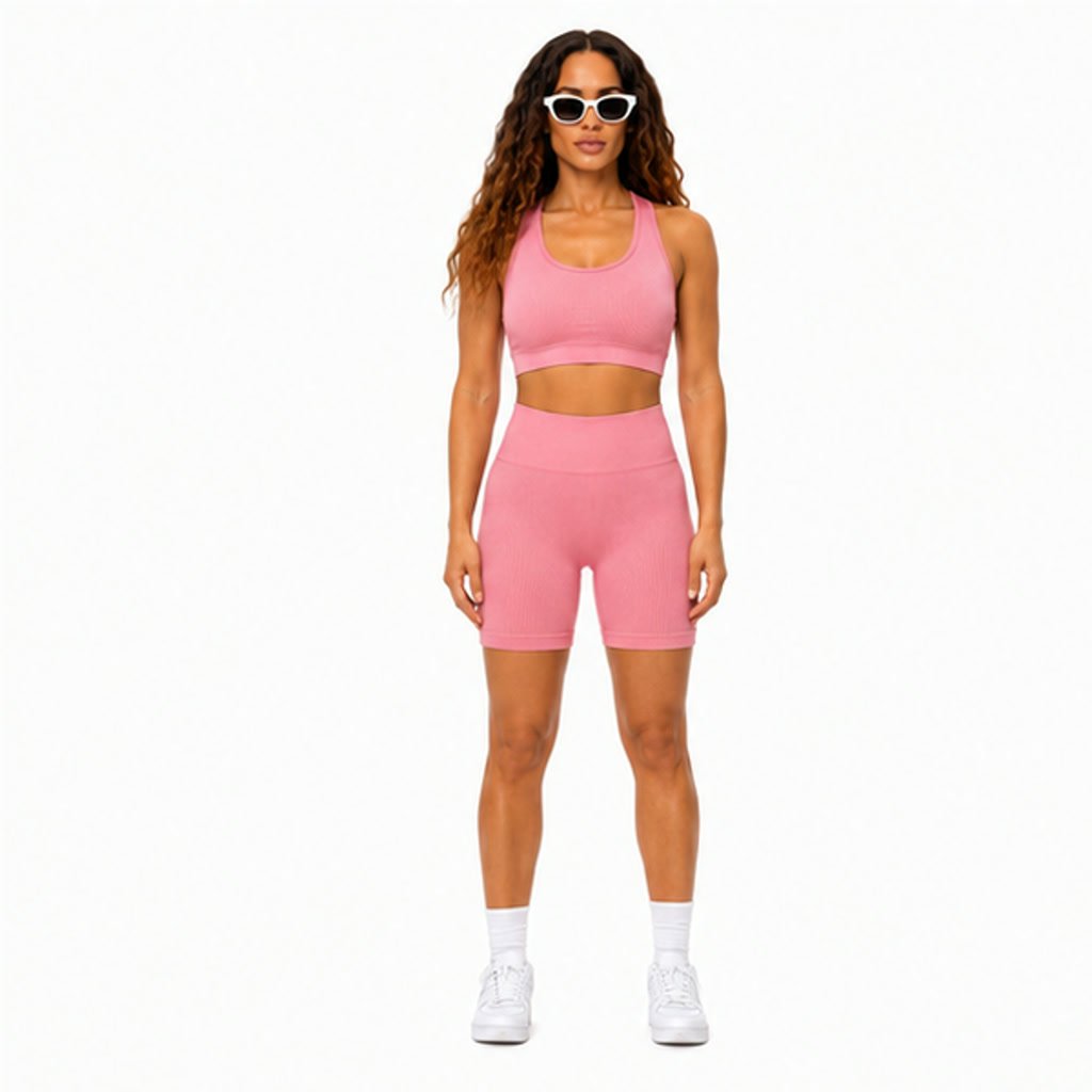 Conjunto con textura a rayas Rosa