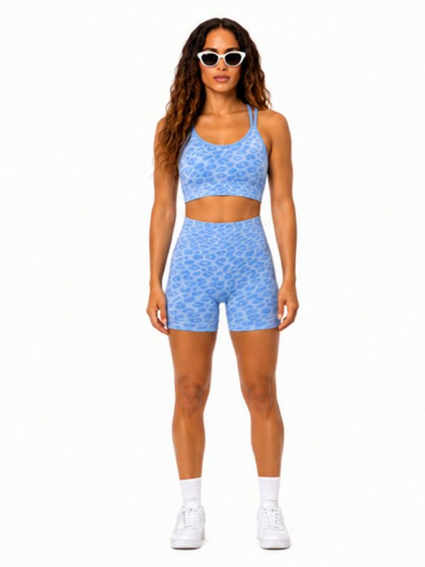 Conjunto deportivo animal print seamless push up Azul