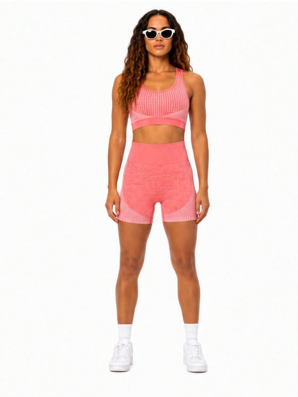 Conjunto deportivo seamless push up Rosa con texturas