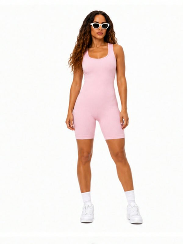 Enterizo seamless moldeador push up gym no transparente Rosa