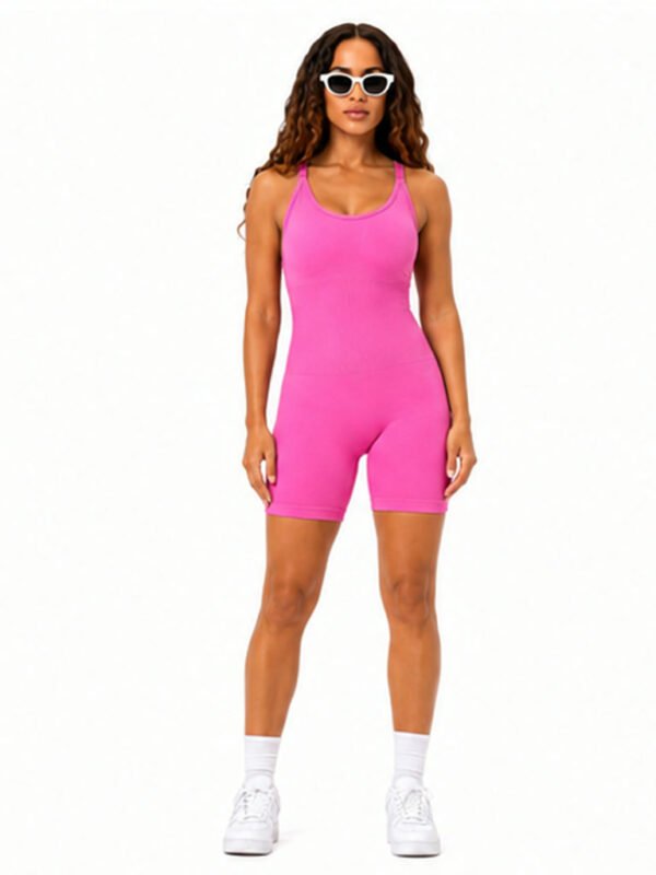 Enterizo seamless moldeador push up gym no transparente Magenta