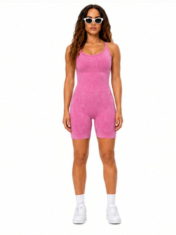 Enterizo seamless moldeador push up gym no transparente Rosa Mexicano