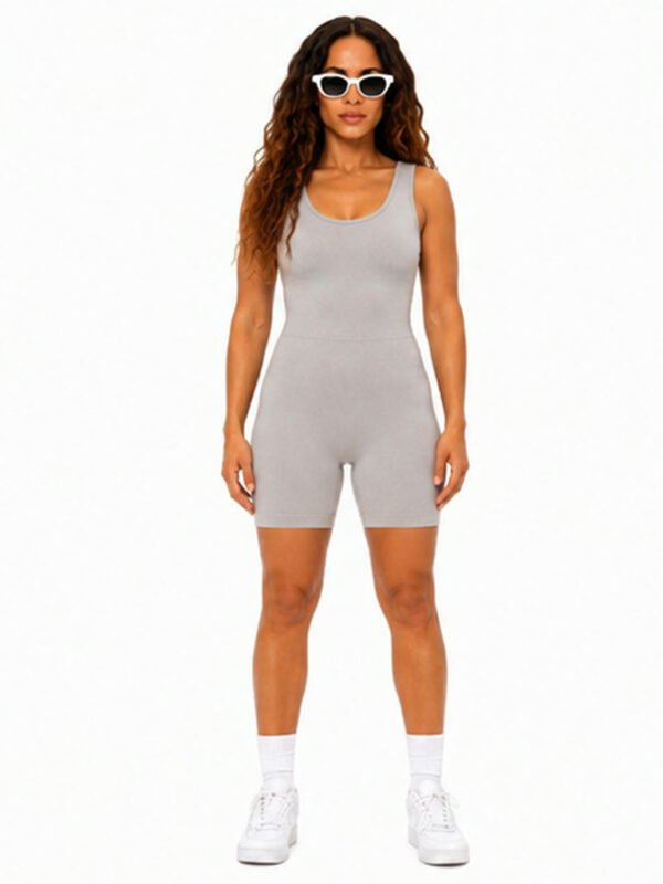 Enterizo seamless moldeador push up gym no transparente Gris