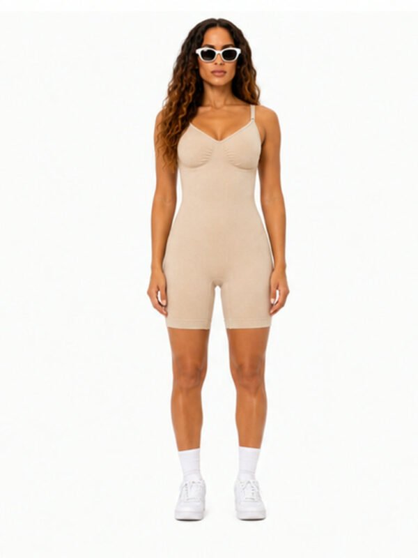 Enterizo seamless moldeador push up gym Beige espalda en u