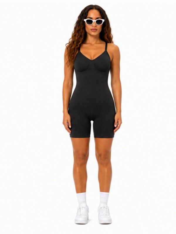 Enterizo seamless moldeador push up gym Negro espalda en u